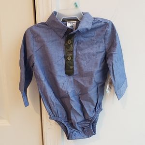 🧸 3/$20 Denim Collared Long Sleeved Onesie